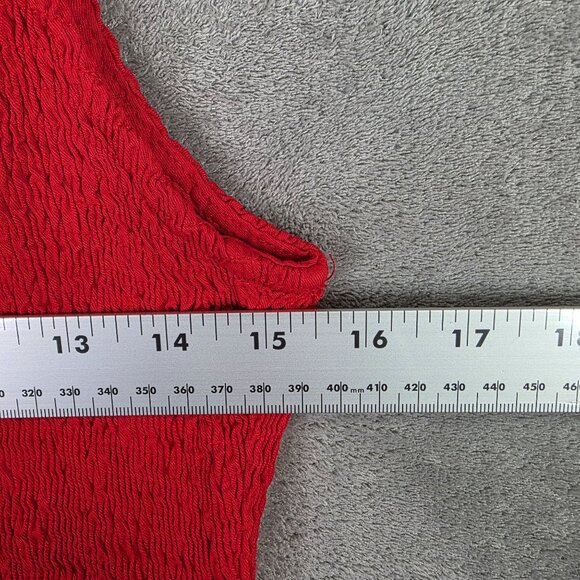 Womens Arabess Red Sleeveless Smocked Bodice Tiered Tank Dress 100% Rayon Size L - Picture 8 of 10